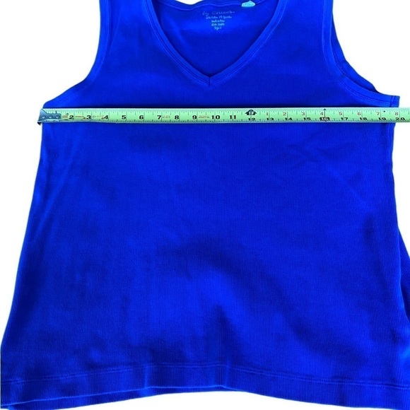 Chico's Sapphire Blue Sleeveless Ribbed Knit Style V Neck Tank Top Size 3 - Picture 9 of 11